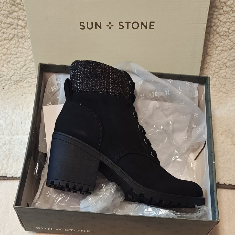 Sun + Stone Women's Black Heeled Boots